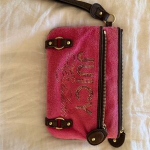 Juicy Couture Pink Wristlet with Brown Accents